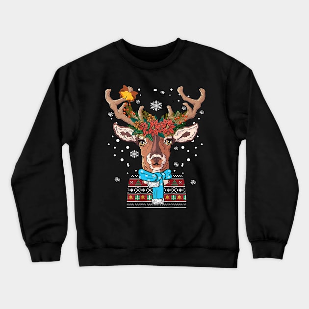 Reindeer Pajamas For Men Women Deer Rudolph Ornament Matching Family Pajama Ugly Christmas For Women Men Crewneck Sweatshirt by paynegabriel